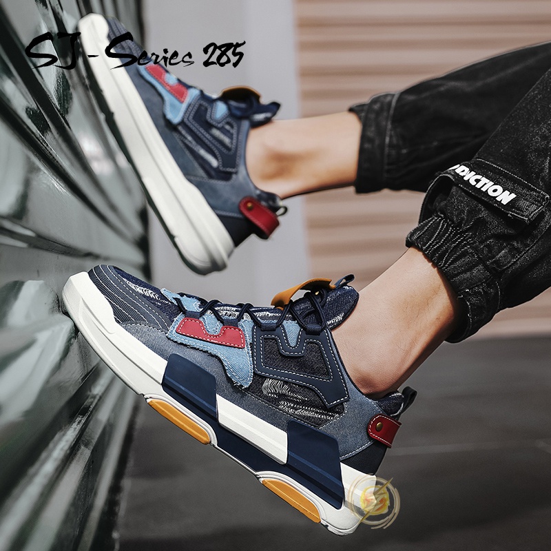 [NOOS] Sepatu Sneakers Pria Motif Jeans Casual Trendy untuk Hangout Kualitas Import Premium - 285