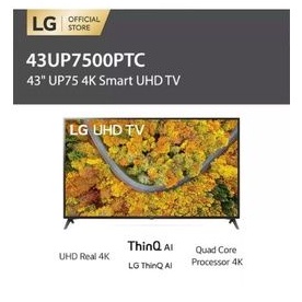 LG UP75 4K Smart UHD TV 43 Inch - 43UP7500PTC