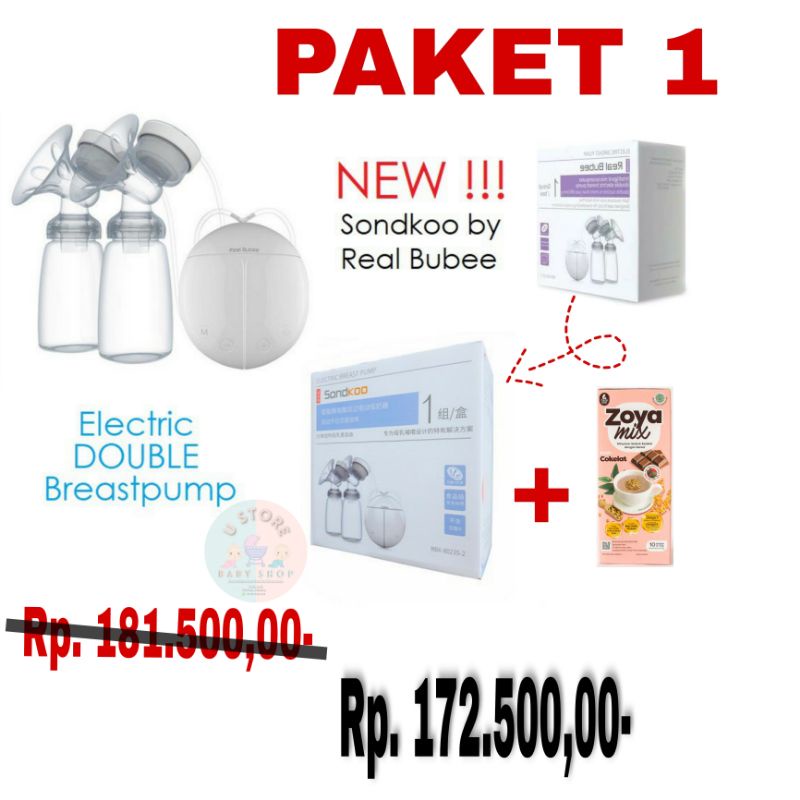 PAKET 1 Pompa Asi Electrik RealBubee + Pelancar Asi Zoya Mix Mama Bear