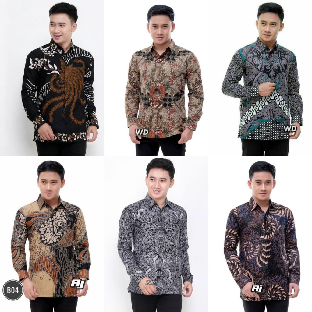 Atasan Batik Pria Lengan Panjang Kenongo Hem Padi Pekalongan M L XL