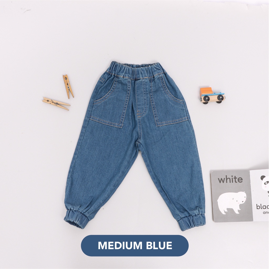 Mooi Celana Jeans Anak Kids Denim Jogger Pants-MEDIUM BLUE