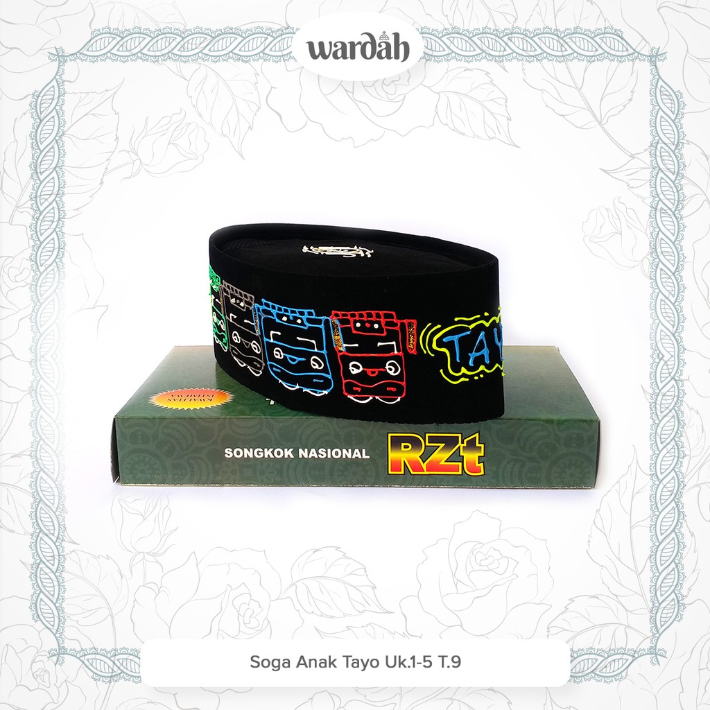 Songkok Kopiah Kopyah Peci Soga Anak AC Warna Hitam Motif Tayo