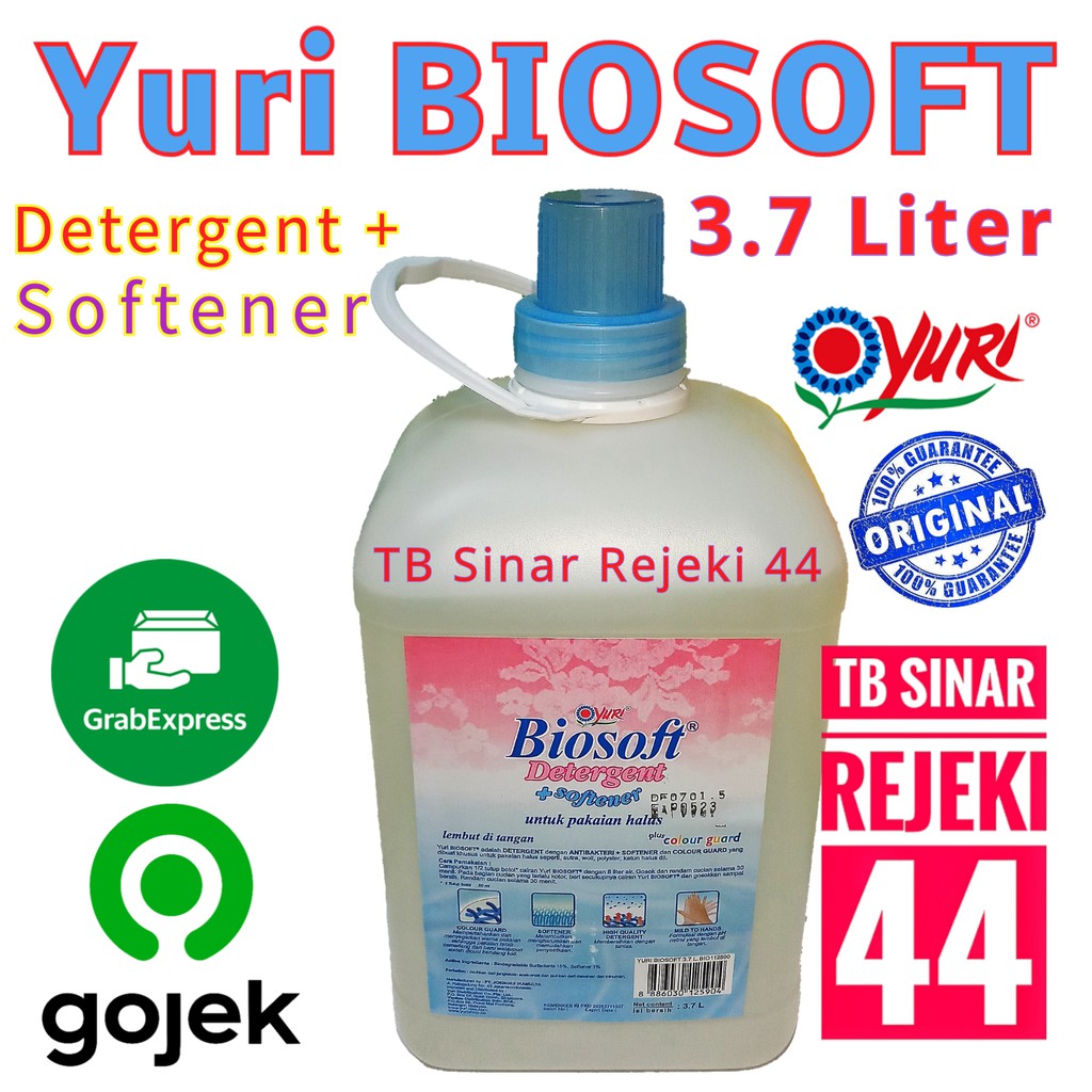 [TB Sinar Rejeki 44] YURI BIOSOFT 3.7 Liter Detergent Softener Cair Sabun Pencuci Pelembut Pakaian