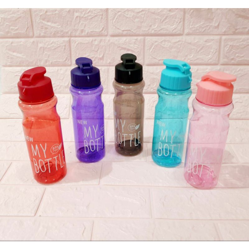 Botol bekal air minum my bottle tali klik BPA Free botol olahraga sekolah wisata transparan 500ml