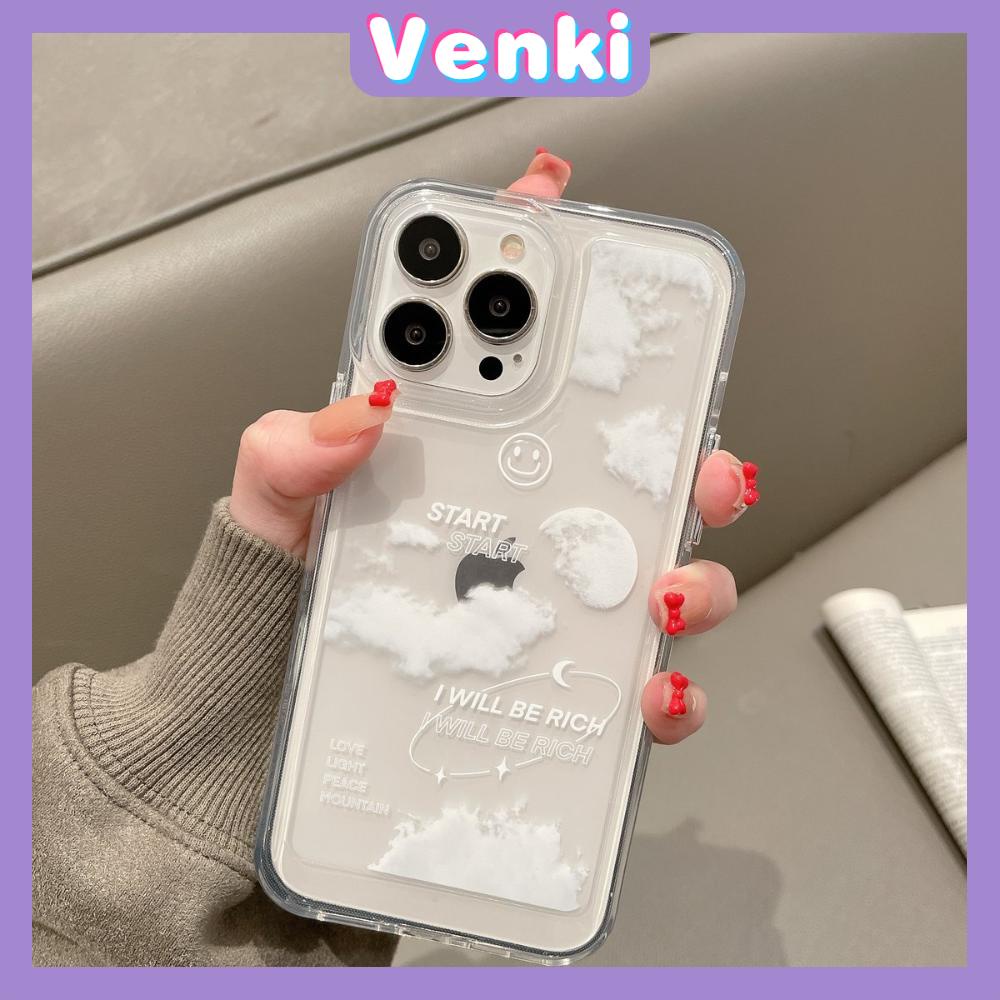 iPhone Case Clear Case Soft Thick TPU Shockproof Super Transparent Protection Camera Plating Button Clouds Smiley For iPhone 13 Pro Max iPhone 12 Pro Max iPhone 11 iPhone 7 Plus