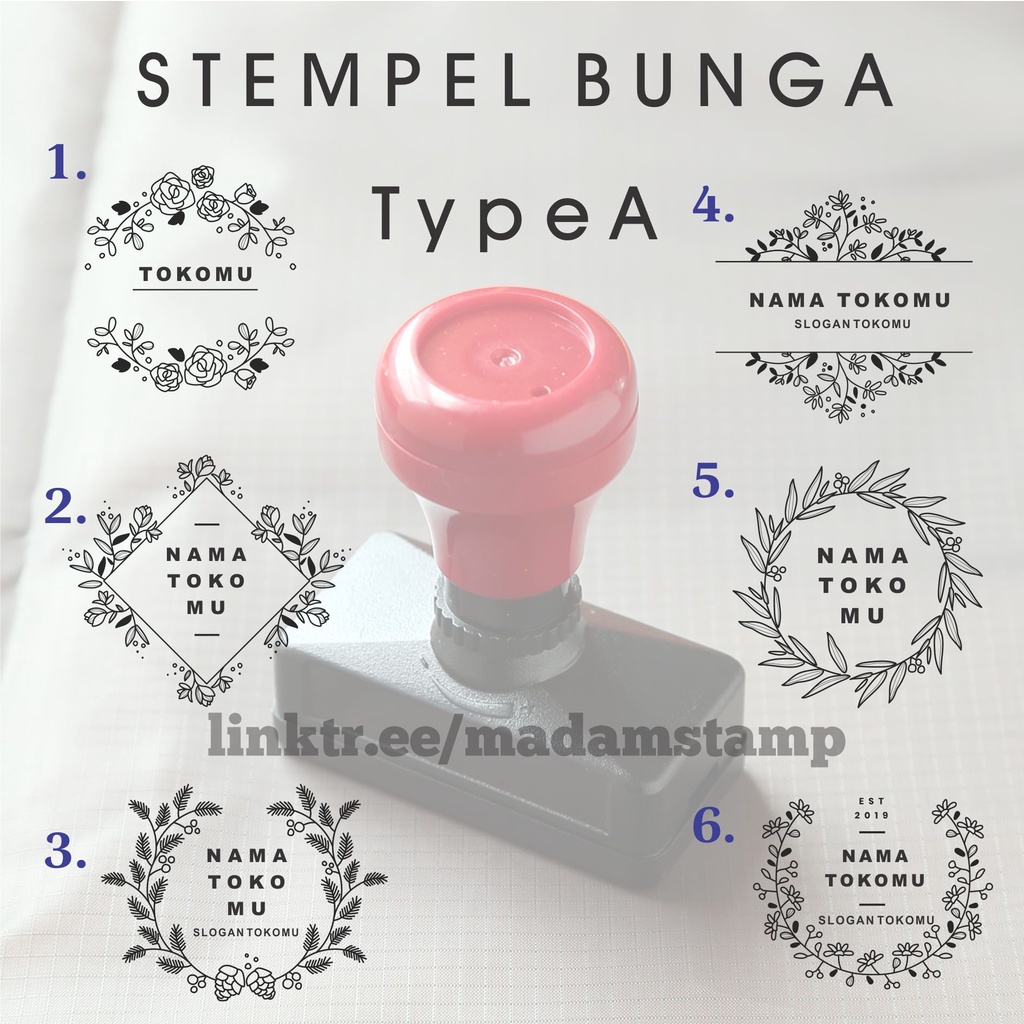 

stempel custom A floral desain bunga flash tinta otomatis wedding flower undangan dekorasi pernikahan