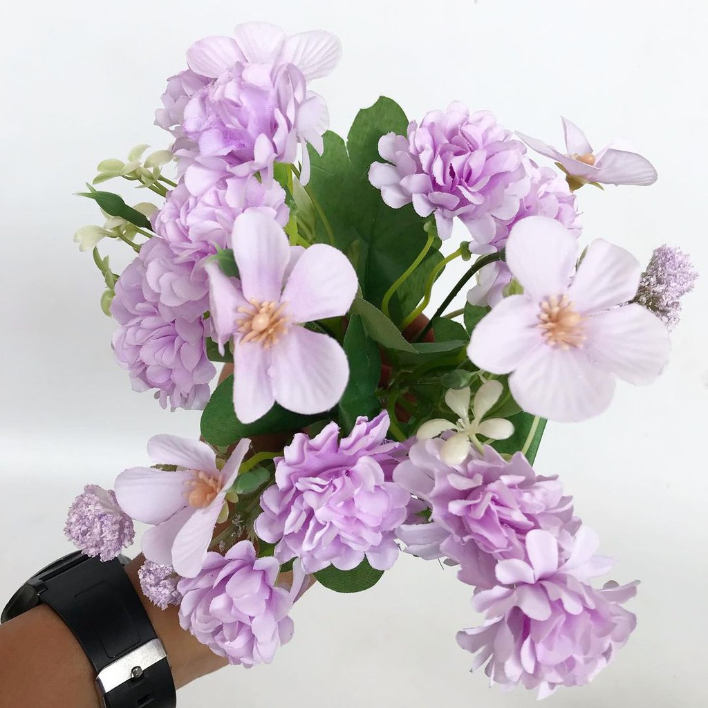 BUNGA POMPOM DAISY - bunga plastik palsu artificial home decor shabby chic-ungu