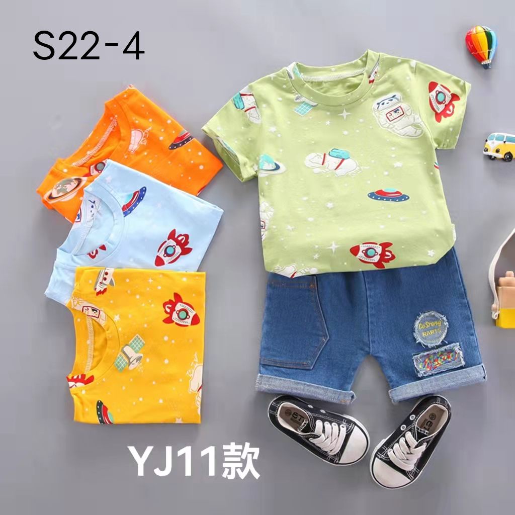 Setelan Jeans Space Anak 0 Bulan - 3 Import High Quality  Tahun Setelan Kaos Celana Jeans Anak Motif Space Planet Adem Setelan Fashion Anak CBKS