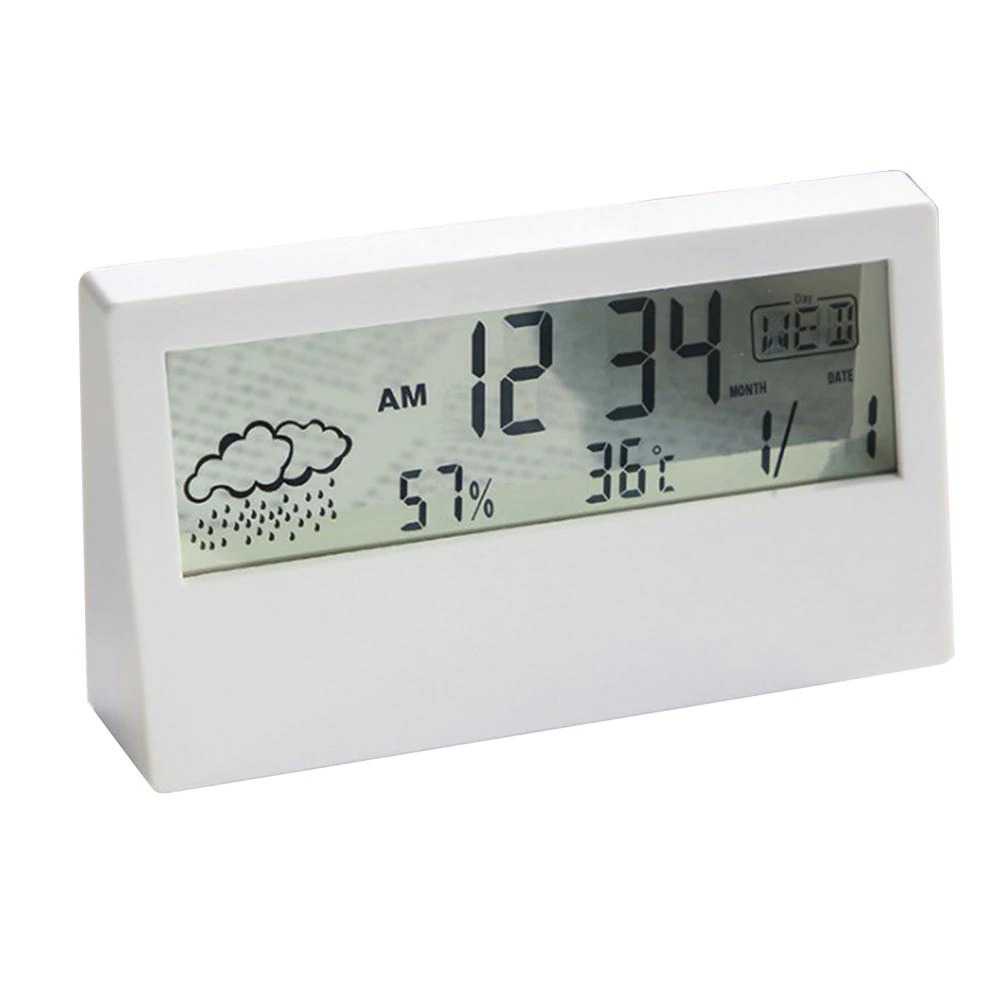 (BISA COD) RVOSTR  Jam Alarm Meja Digital Thermometer Hygrometer Station YQ329