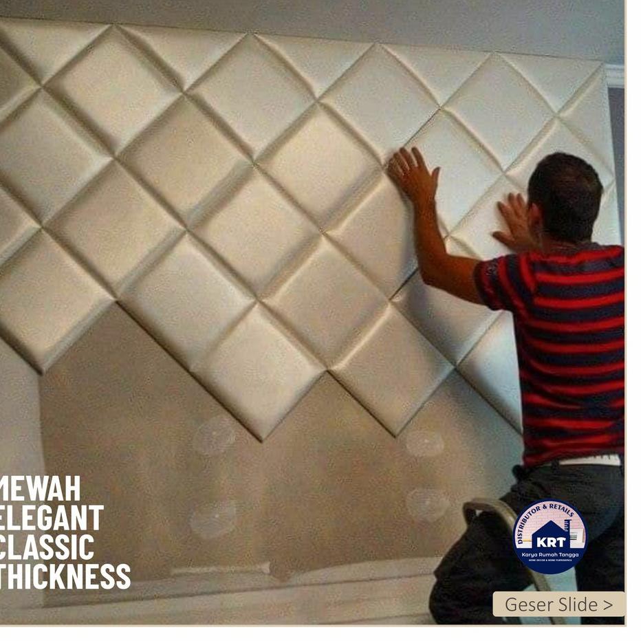 《packingaman》 LEATHER CLASSIC Headboard Bed Foam Wall Panel 3D Leather Soft Pack / Wall Foam 3D Stic