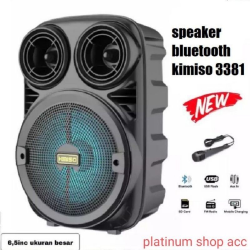 Speaker bluetooth 3381/338 Bonus mic 6,5lnci/Salon Aktif Porteble Radio