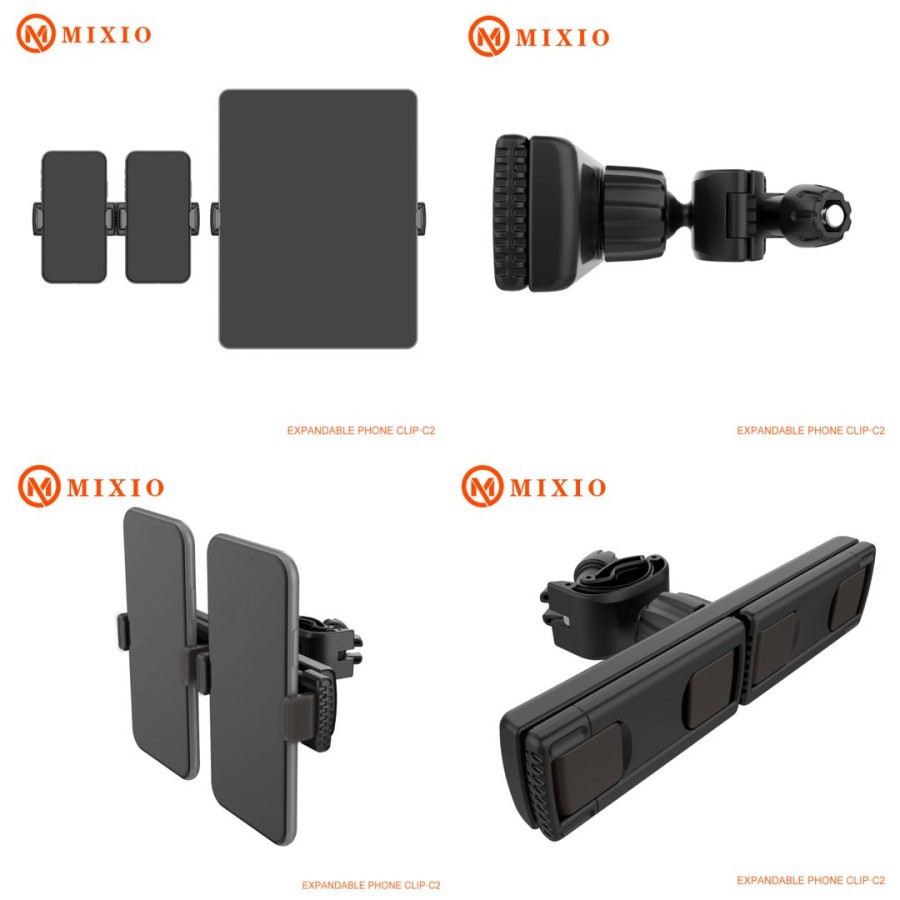 MIXIO C2 Phone Holder hp Jepit tiang tripod dual hp /tab / sepeda