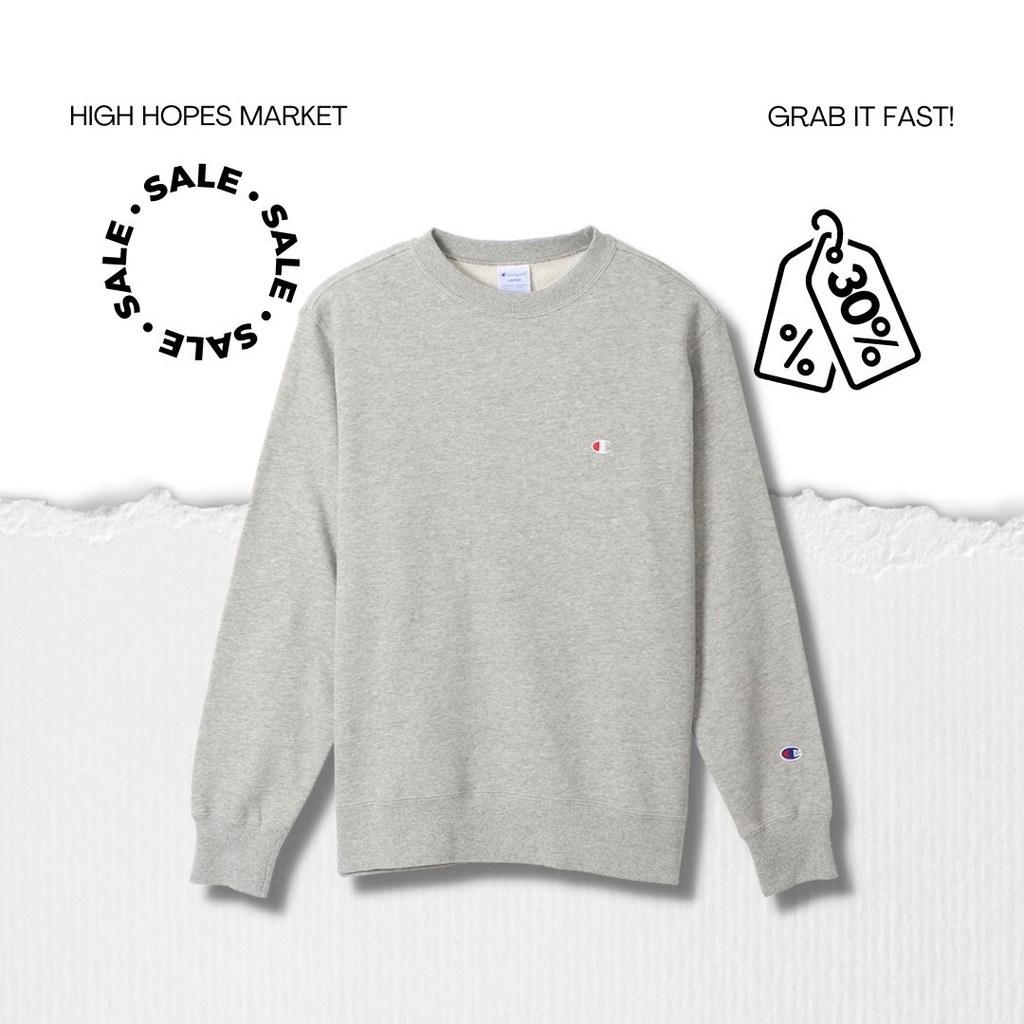 CREWNECK / CN CHAMPION LOGO BASIC JAPAN MARKET GREY ORIGINAL (COD)