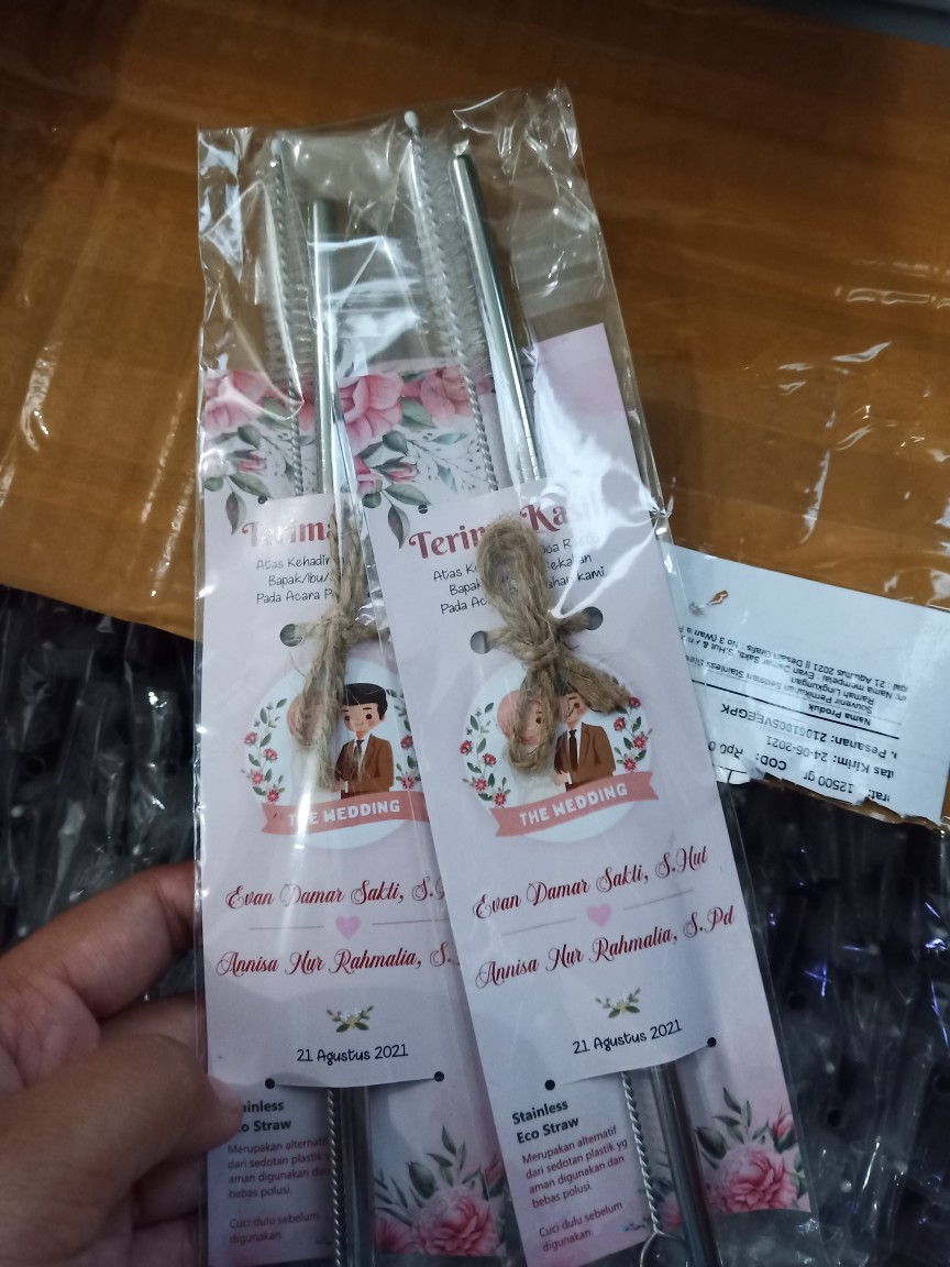 Souvenir Pernikahan Sedotan Stainless Steel Ramah Lingkungan
