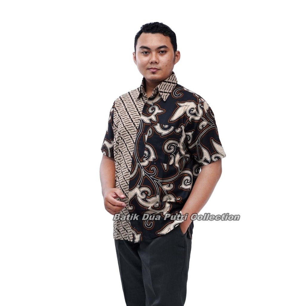 Batik Wanita Modern atasan Blouse Putri Kembar Coklat Muda