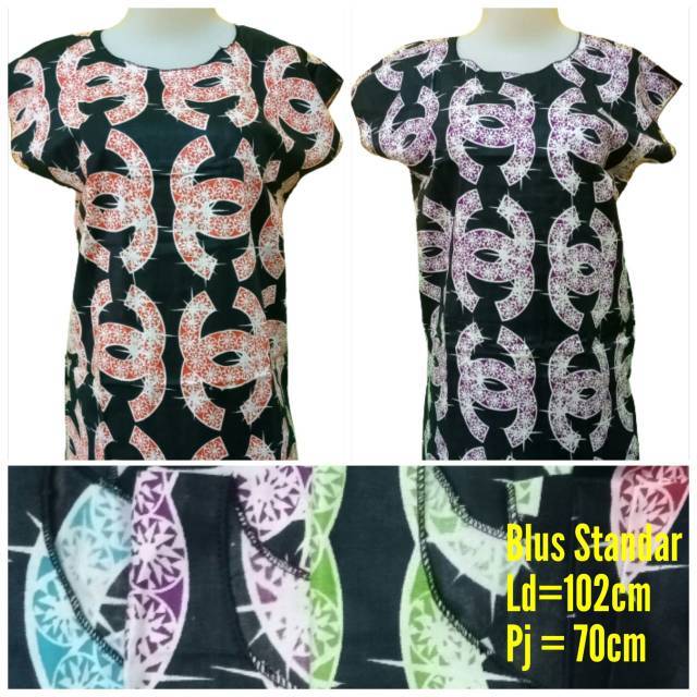 BIG SALE Blus Santai Wanita Dasar Hitam Motif Random