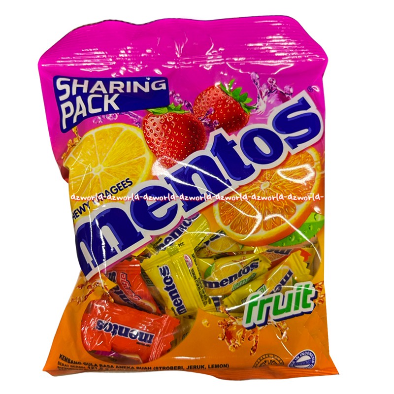 Mentos Fruit Chewy Dragees 121gr Permen Sharing Pack Permen Mentoss Mentol