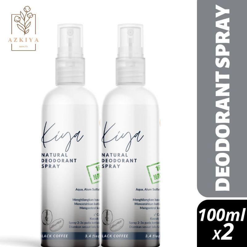 Kiya Deo Natural Deodorant Spray 100 ml Penghilang Bau Badan dan Ketiak - Black Coffee Twin Pack