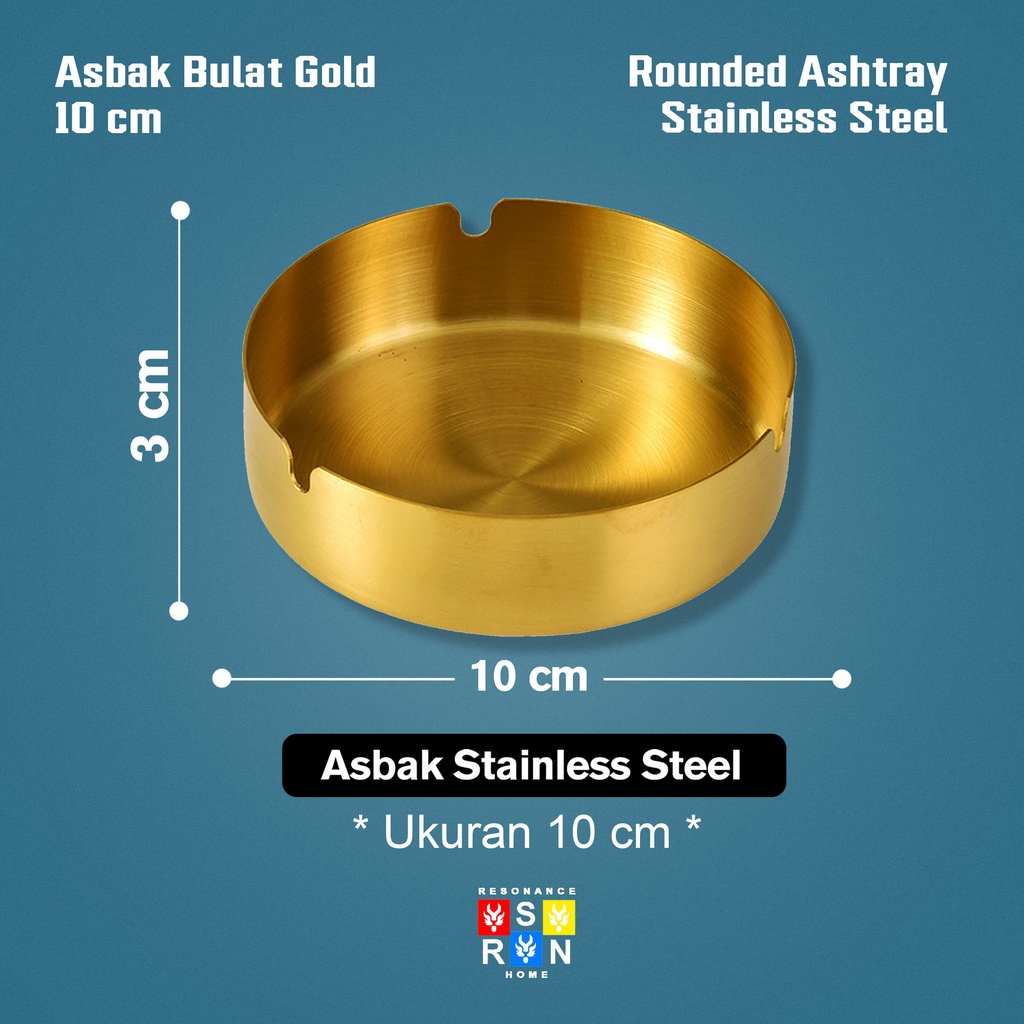 Asbak Bulat Stainless Steel GOLD Diameter 10cm / Ashtray Resonance Home