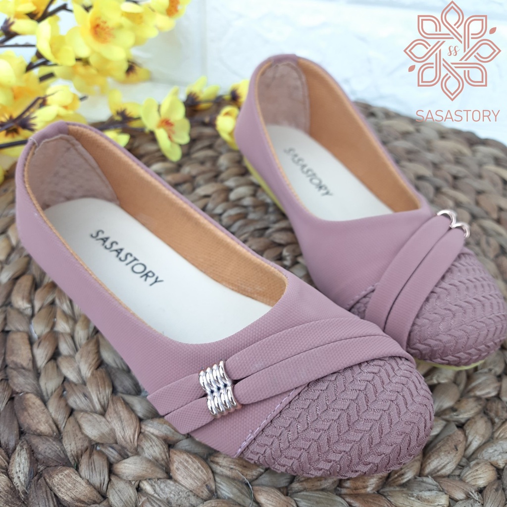 mandirishoesstore-SEPATU FLATSHOES ANAK PEREMPUAN GARIS SAMPING 3 4 5 6 7 8 TAHUN HAY13