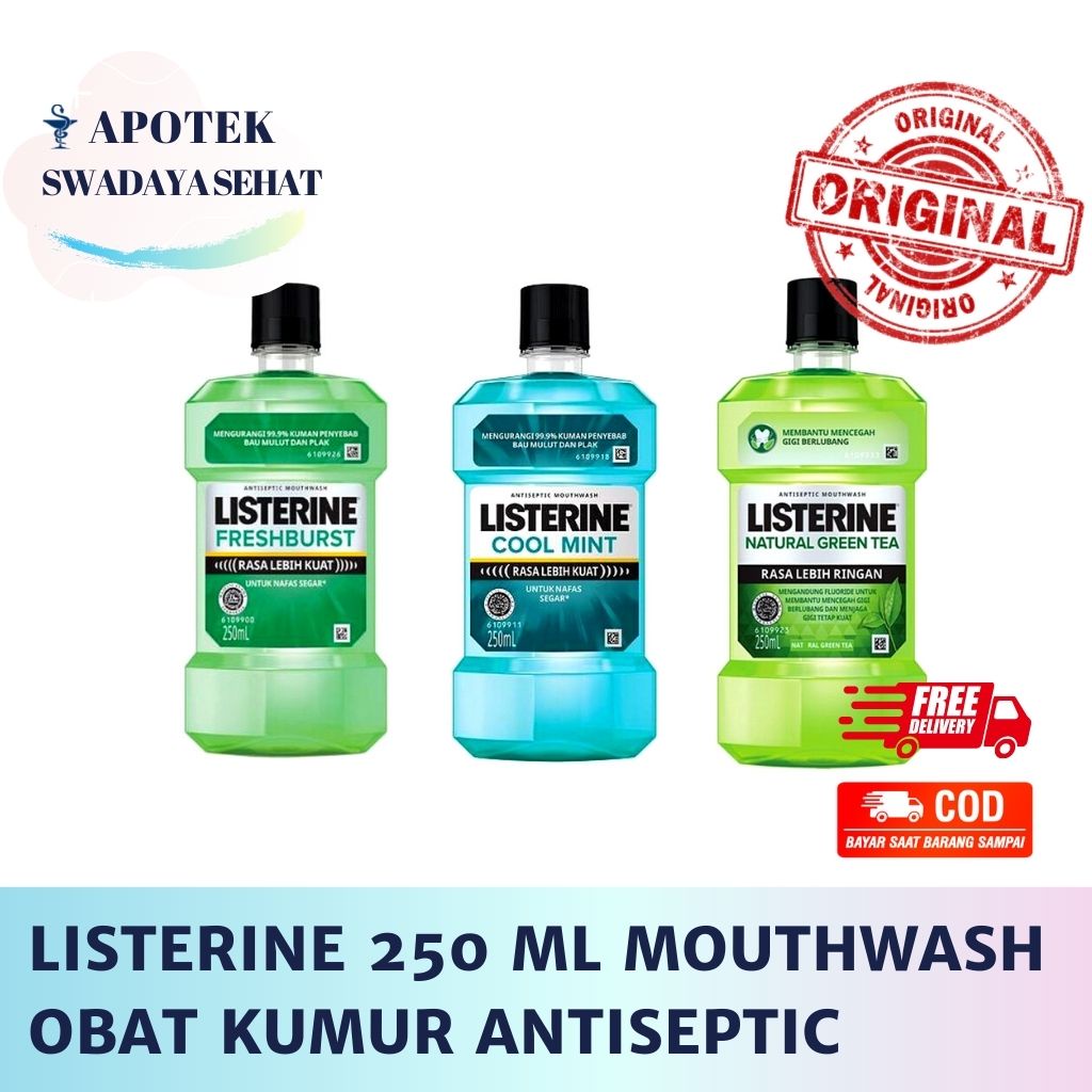 LISTERINE 250 ML Antiseptic Mouthwash Obat Kumur Antiseptik Fresh Burst - Cool Mint - Natural Green Tea 250ml Listerin