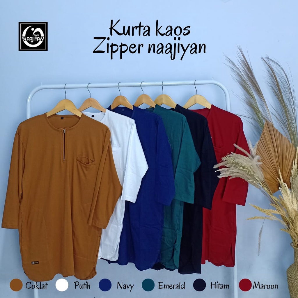 KURTA KAOS NAAJIYAN ZIPPER LENGAN 3/4 KURTA KAOS DEWASA COMBBAT