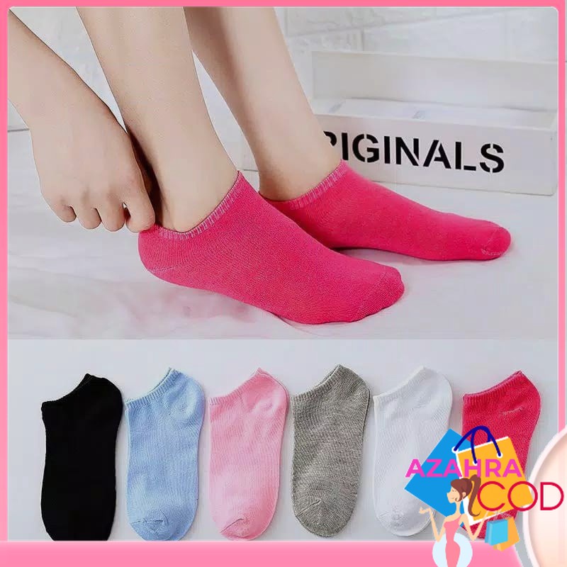 AZAHRA KAOS KAKI WANITA MOTIF POLOS IMPOR SEMATA KAKI