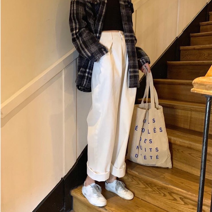 Putih new high waist kekinian celana jeans panjang wanita