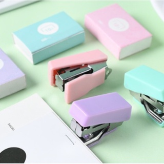 Mini Stapler SET Macaron color/ Staples mini dengan set isi warna pastel macaron