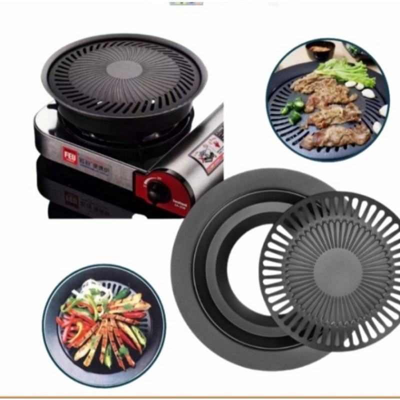 Smokeless Grill BBQ Omicko 32cm. Panggangan Anti Lengket