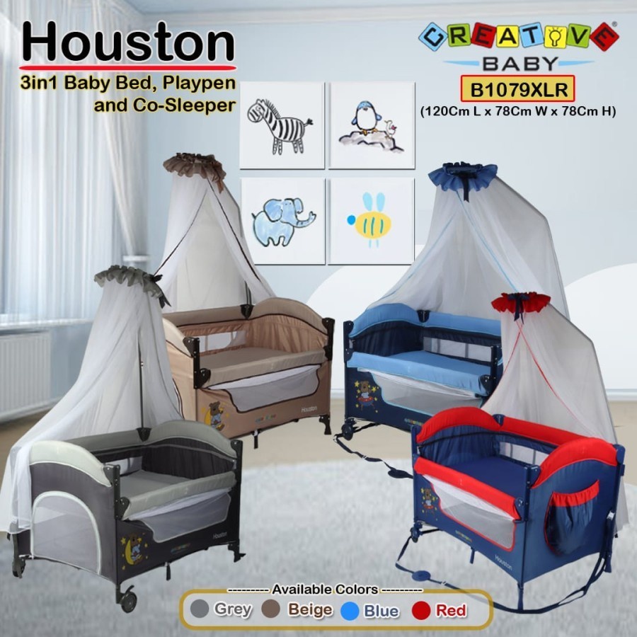 Pliko Creative Baby B 1079 XLR Houston Tempat Box Ranjang Bayi Lipat