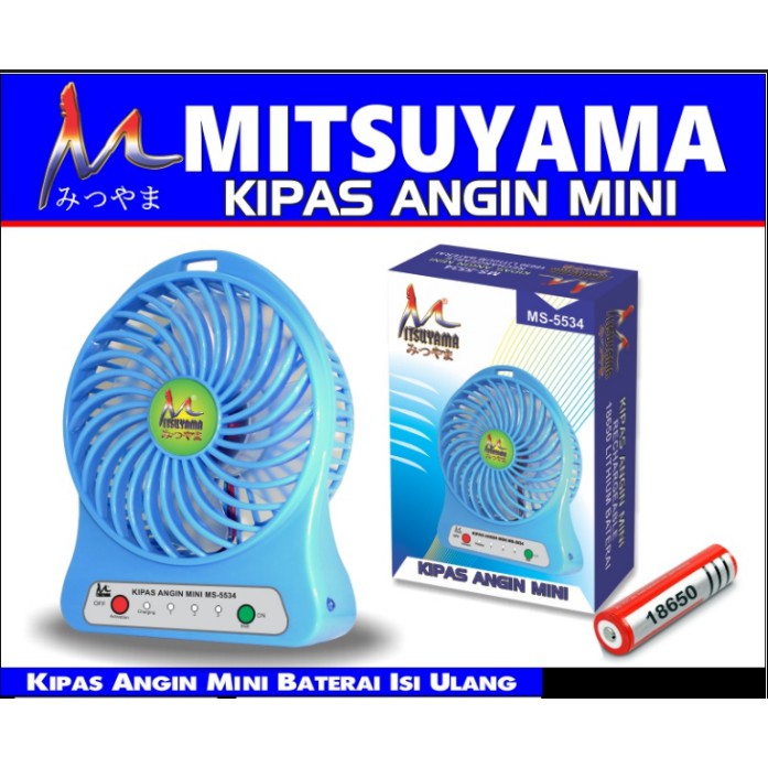 Kipas Fan Mini Portable Batre Isi Ulang 18650 Mitsuyama MS 5534