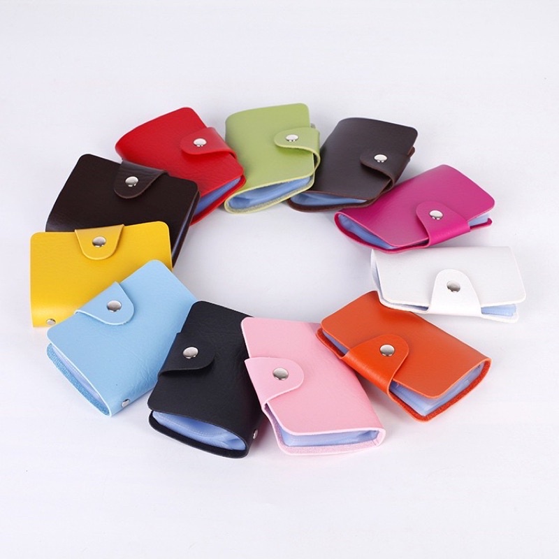 Dompet Kartu Lipat 24 Slot Card Holder Mini Bahan Kulit