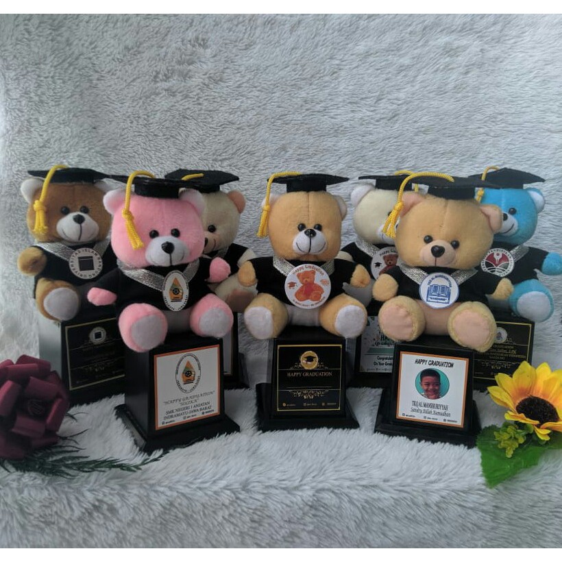 PIALA BONEKA WISUDA / TROPHY BONEKA WISUDA / HADIAH WISUDA / FREE REQUEST NAMA / FOTO DAN LOGO