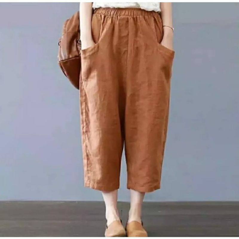 CELANA WANITA KULOT WILLOW PANTS  BAWAHAN  KEKINIAN-Bronze Bata