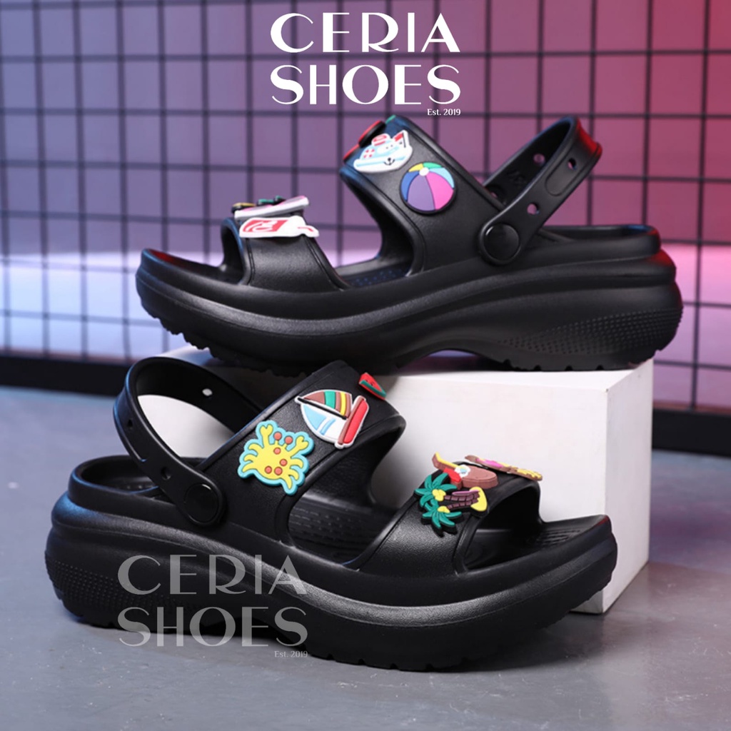 EVA Sandal Tali Wanita Slippers Korean Import Bahan Spons Super Ringan Rubber Anti Slip Tebal Elastis Holiday Jibbitz