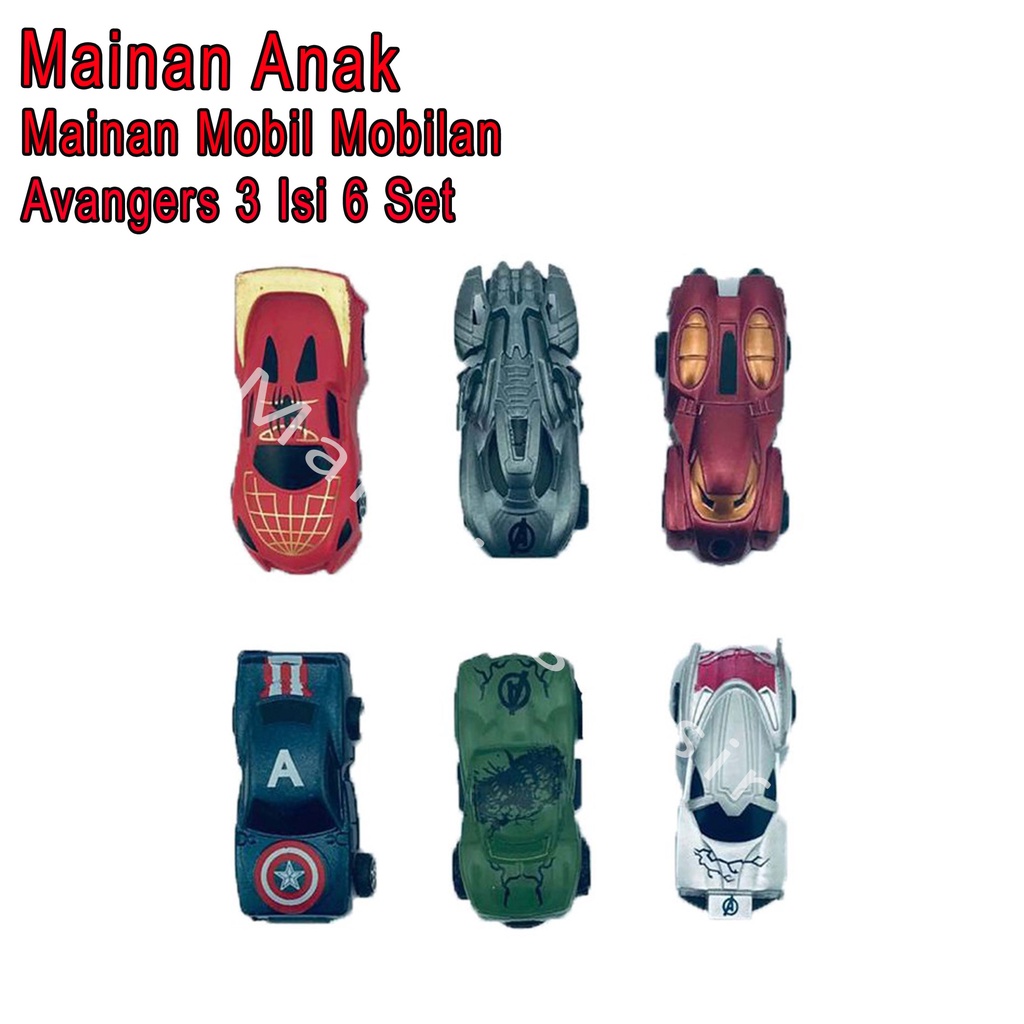 Mainan Mobil Mobilan * Mainan Anak * Avangers 3 Isi 6 Set