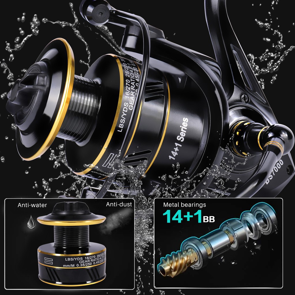 Sougayilang Reel Pancing Metal 12 + 1BB 5.1: 1 Gear Ratio Aluminium Spool dengan Spool Cadangan Stainless Steel Main Shaft dan CNC Metal Handle