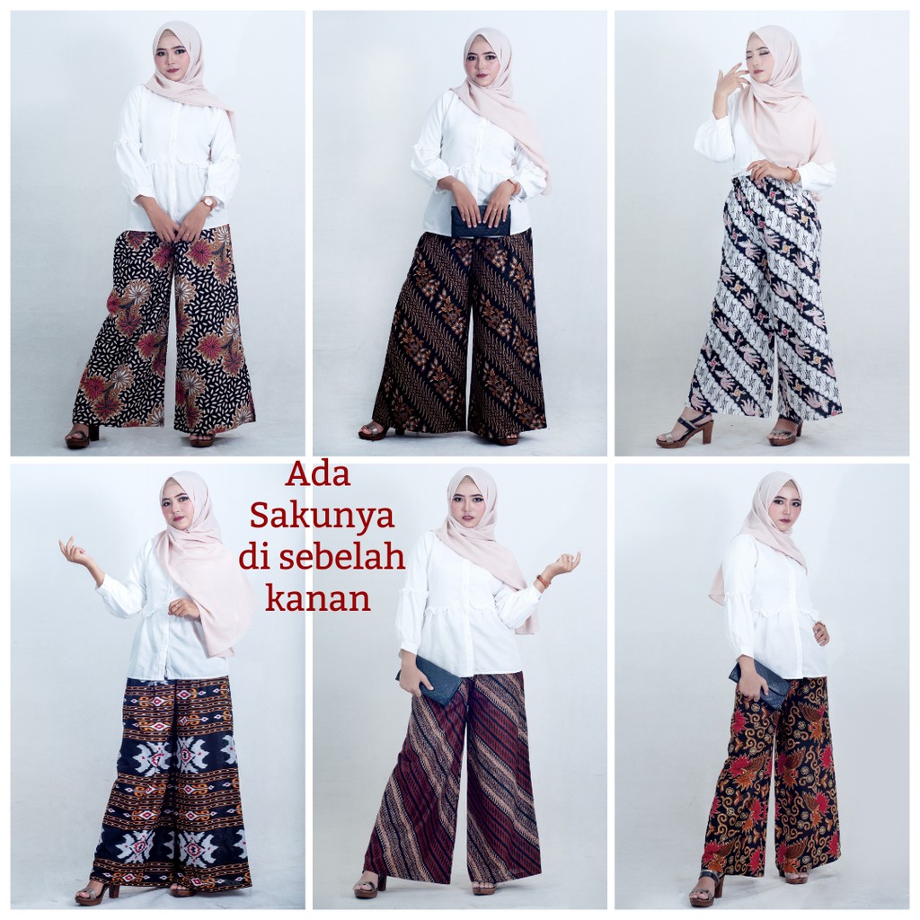 KULOT BATIK WANITA PEKALONGAN SOGAN MOTIF BATIK JARIK LAWASAN CULLOTES PANTS MURAH KULOT BATIK-3