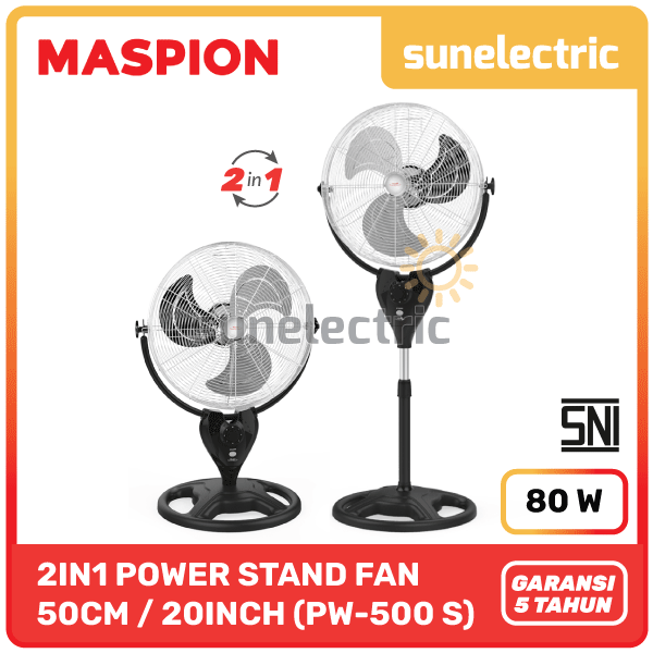 Maspion MSP PW-500 S 2in1 Power Stand + Desk Fan 20 Inch / 50cm PW 500 / PW500
