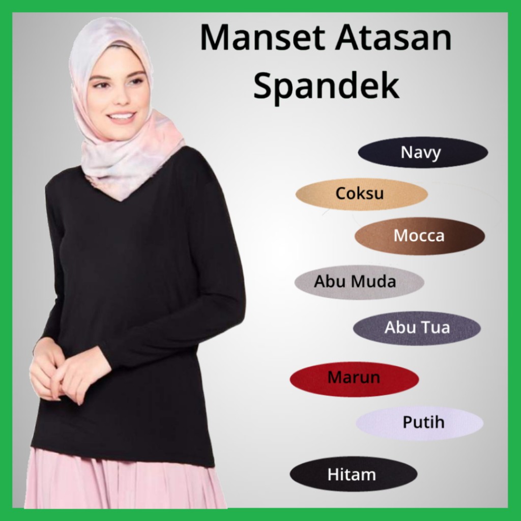 Manset Mangset Polos Atasan Spandek Inner Adem Baju Spandex / Daleman Gamis dan Kebaya Muslimah