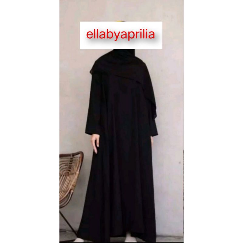 ELLA Abaya Basic Polos Jet Black