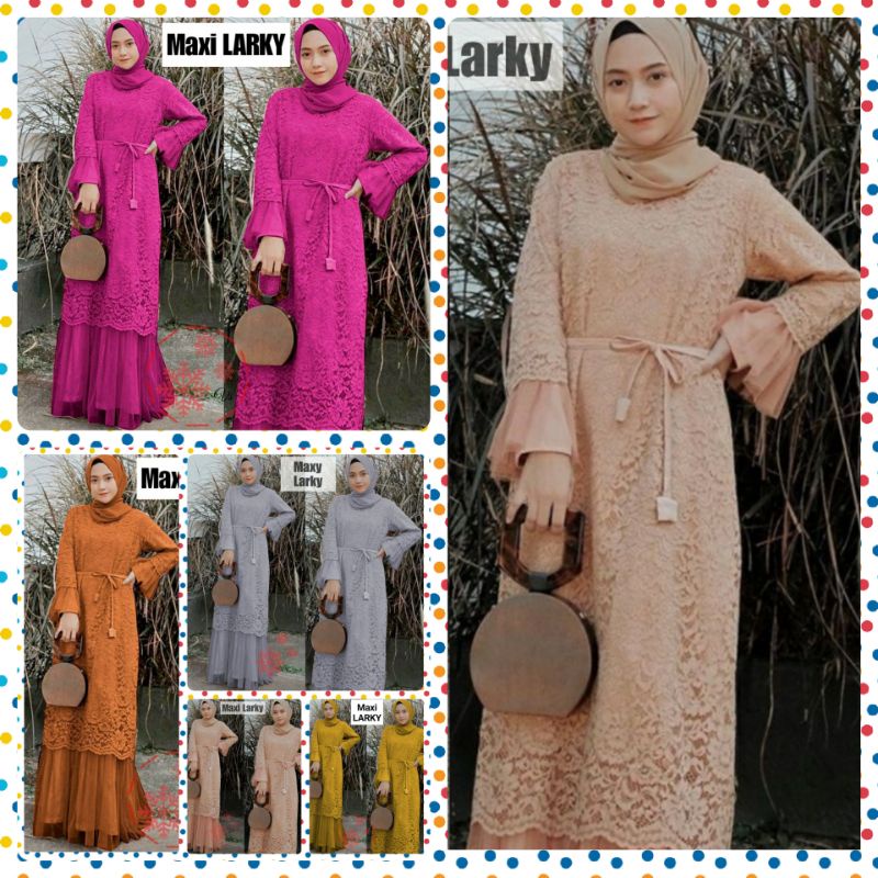 GAMIS SYAR'I WANITA MUSLIM KALEM brukat murah gaun muslimah kekinian maxi brokat tulang premium tile