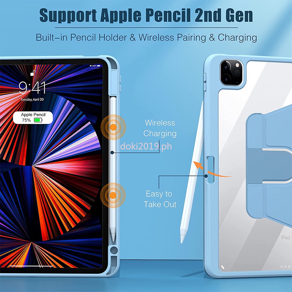 Casing Hybrid iPad Pro 12.9 &quot;Gen 2021 5th Generation 12.9&quot; 4th / 3rd Shockproof Dengan Holder Pensil