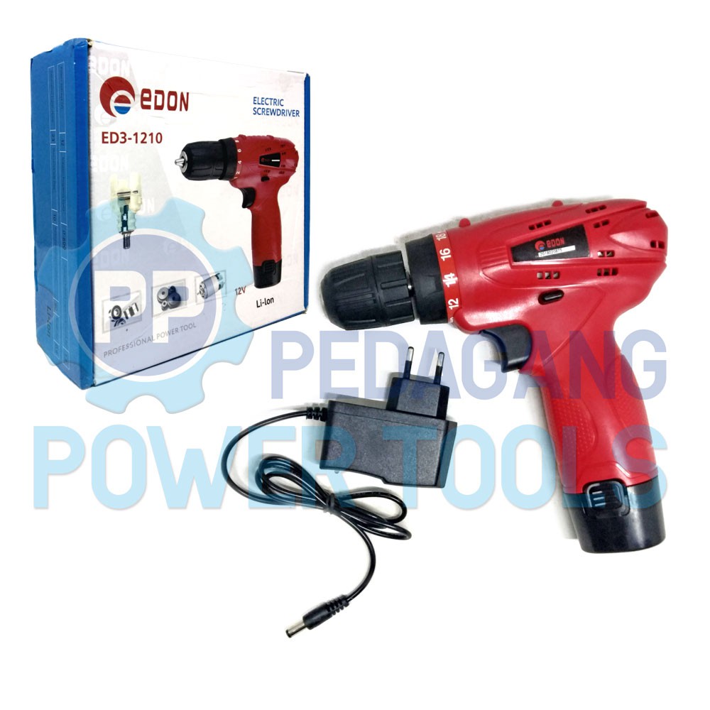 TERMURAH - EDON MESIN BOR CORDLESS DRILL 10 MM 1 BATERAI