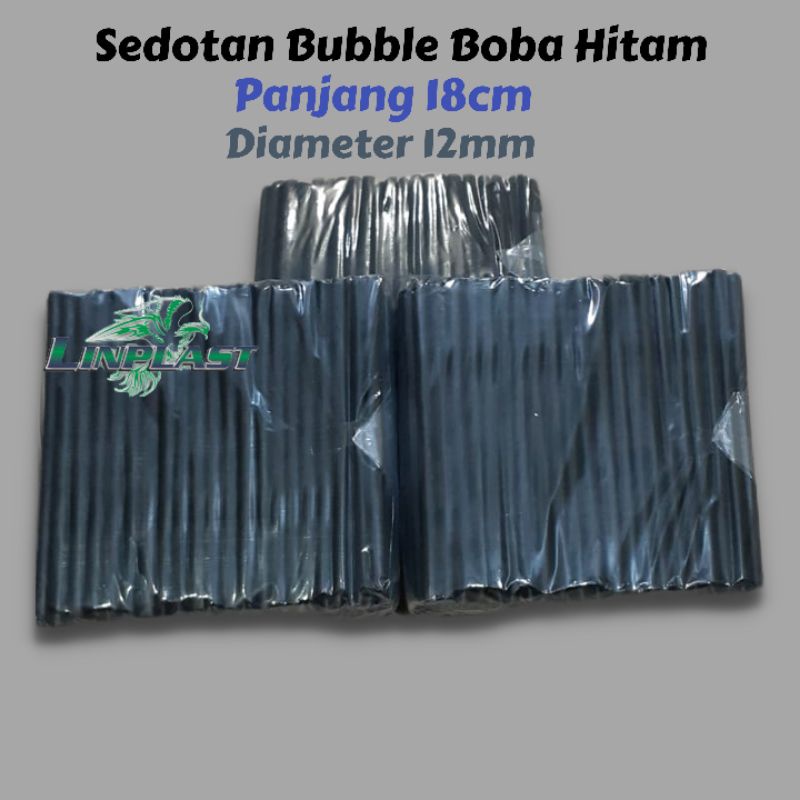 Pipet Boba / Sedotan Bubble Hitam 12mm Panjang 18cm Non Steril