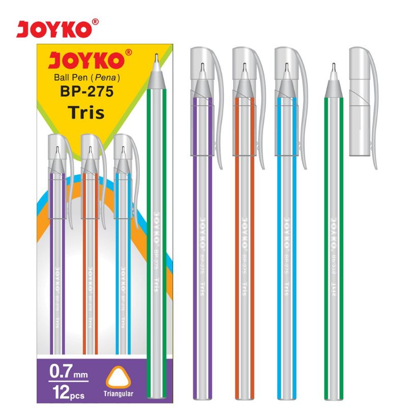 

Pulpen Pena Joyko BP-275 Blue Biru Tris 0.7 mm 1 Box 12 Pcs