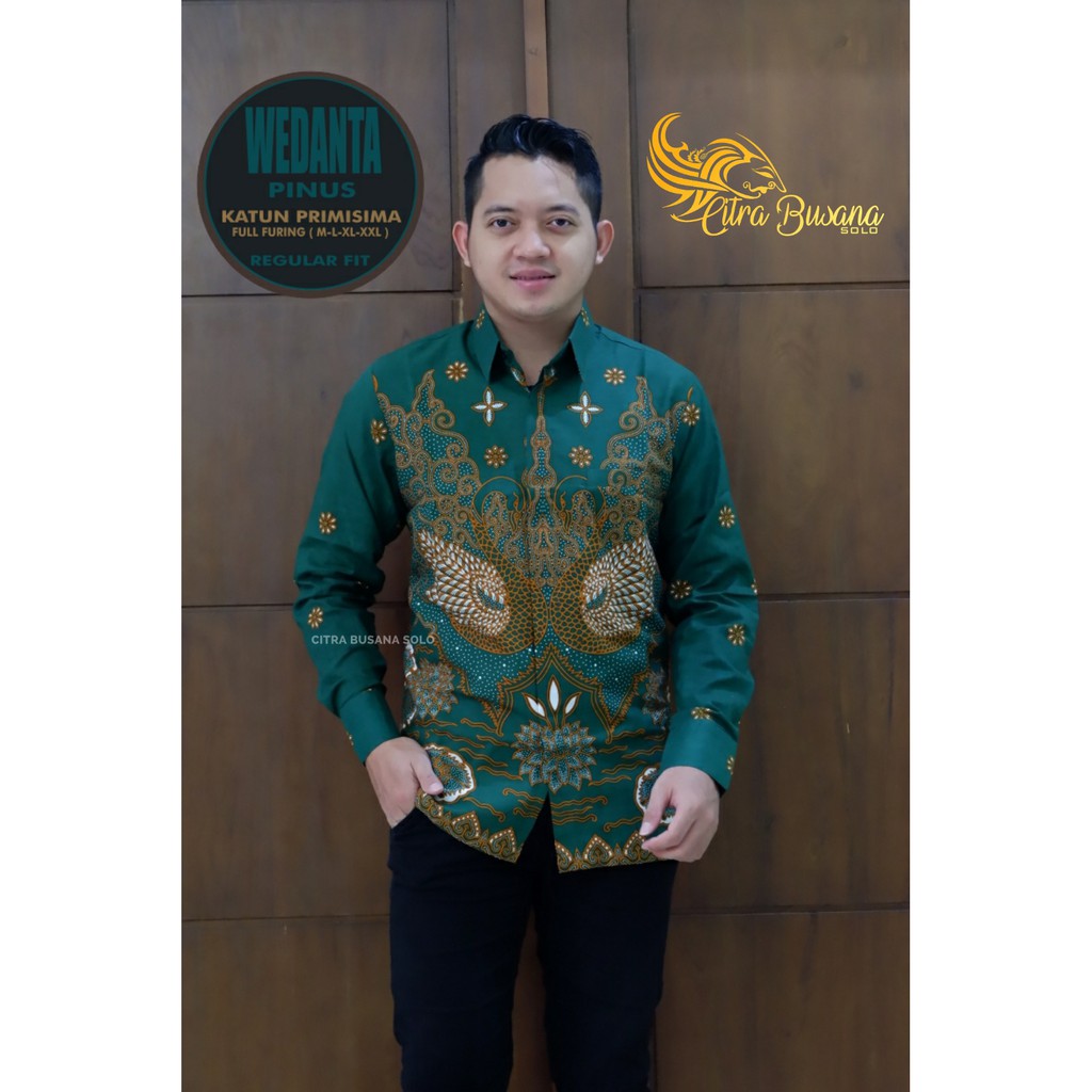 WEDANTA PINUS Kemeja Batik Pria Full Furing Bahan Katun Halus Primisima