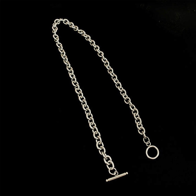 Sederhana Hong Kong pribadi hip hop punk Street tebal chain hollow PL buckle kalung pria dan wanita