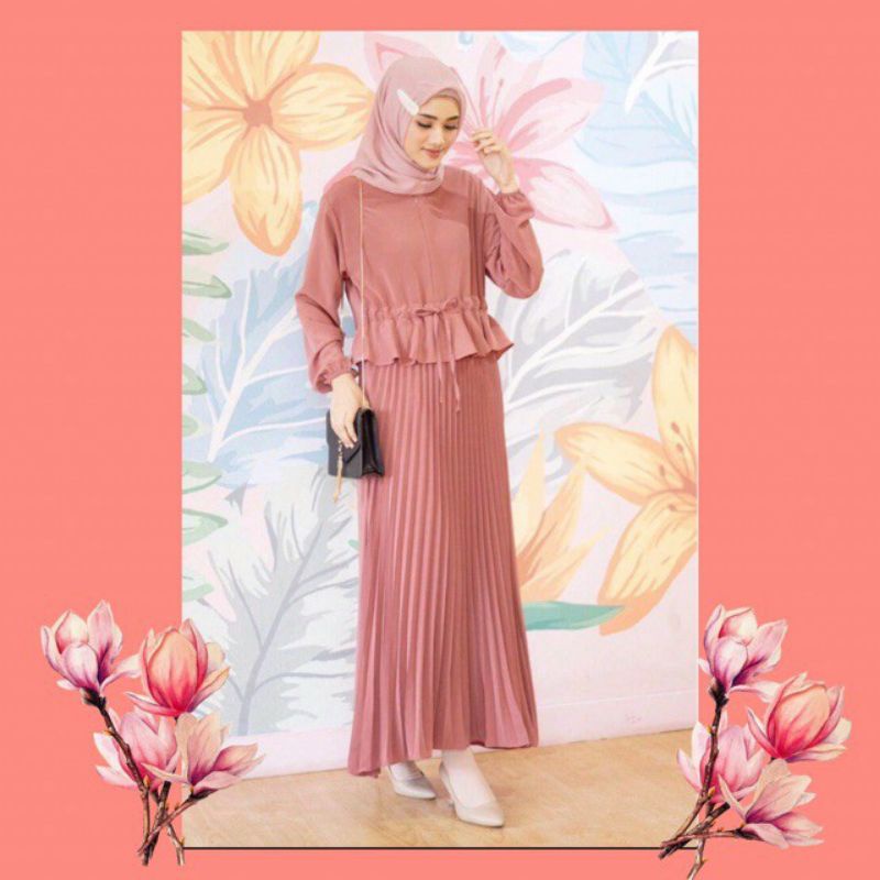 Gamis Misbee Set Khimar Wanita Remaja Pesta Syari Terbaru 2022 Kekinian Mewah Premium Murah Motif